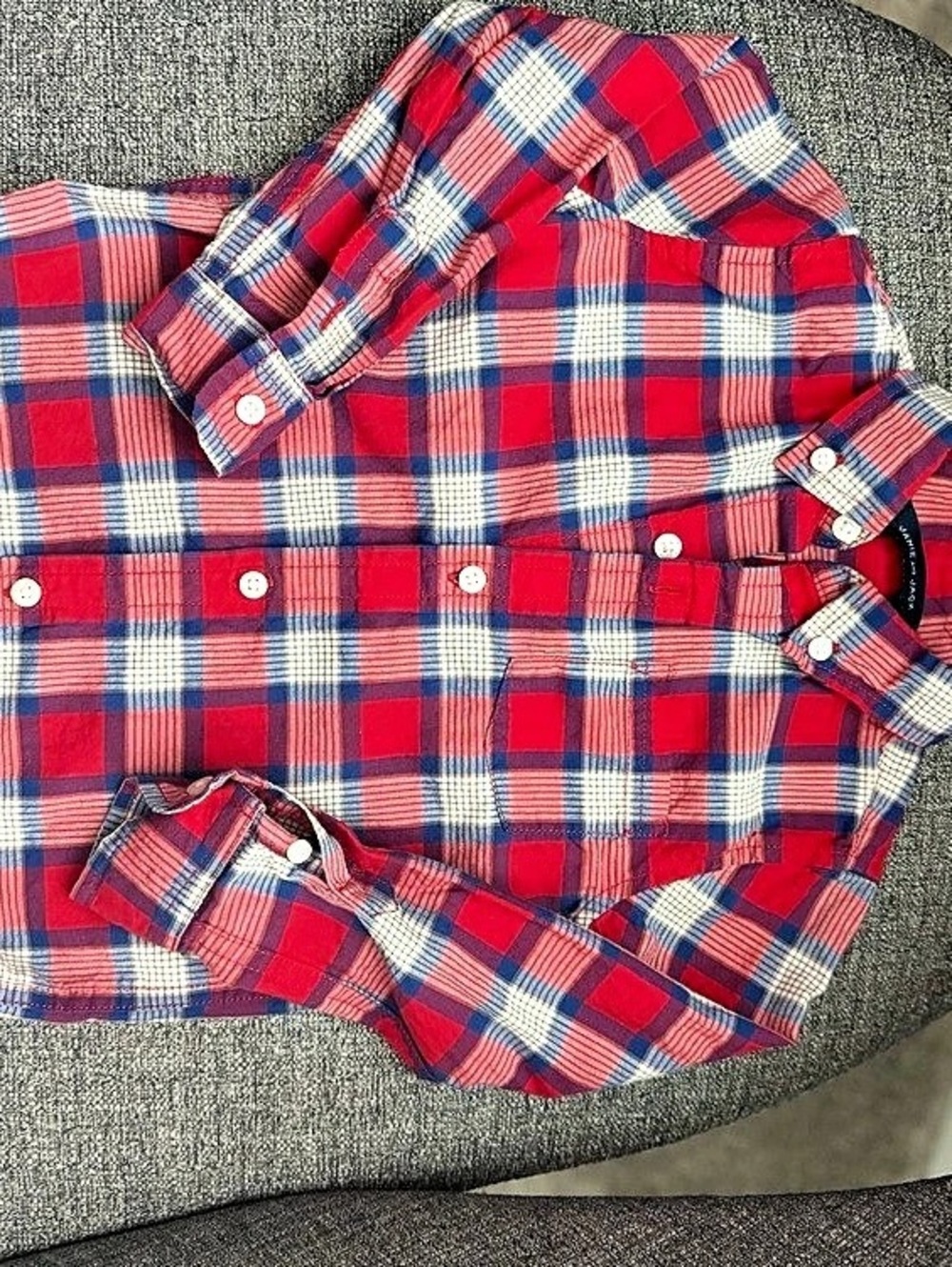 Janie and Jack Red & Blue Plaid Button Down Small- Christmas / Holidays